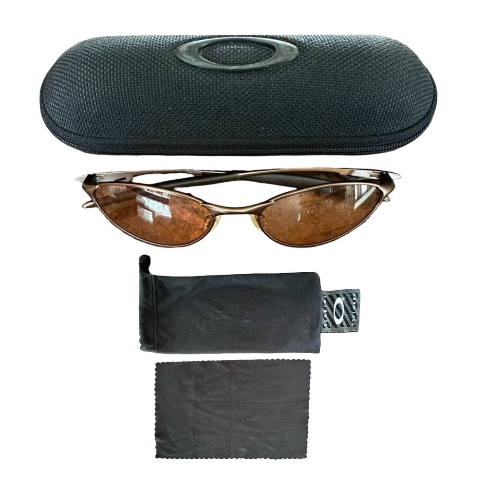 OAKLEY TEASPOON Sunglasses w/ Case & Cloth Bronze Frame Persimmon Iridium Lenses